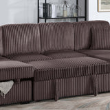 Convertible Sectional, Storage Chaises, Pull Out Middle Section - Chocolate