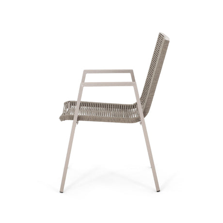 Outdoor Modern Aluminum Dining Chair Set With Rope Sea (Set of 2)