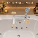 Xavier - Single Person AcrylicCorner Massage Bathtub, Featuring A Gfci Plug, Ul Certified Pump, Upc Certified Drain, And Swivel Faucet - Milk White