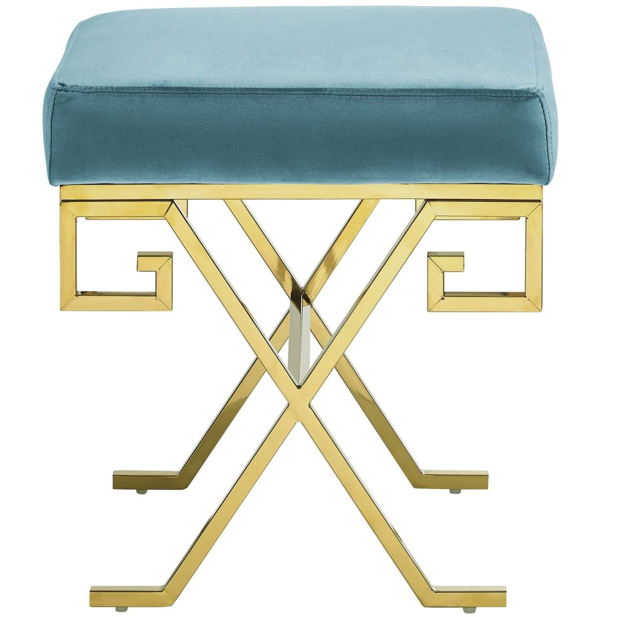 15 Inch Whimsical Greek Key Performance Velvet Bench - Benches available at Alpine Outlets in Denver