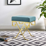 15 Inch Whimsical Greek Key Performance Velvet Bench - Benches available at Alpine Outlets in Denver