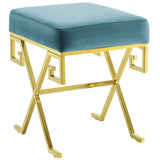 15 Inch Whimsical Greek Key Performance Velvet Bench - Benches available at Alpine Outlets in Denver