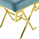 15 Inch Whimsical Greek Key Performance Velvet Bench - Benches available at Alpine Outlets in Denver