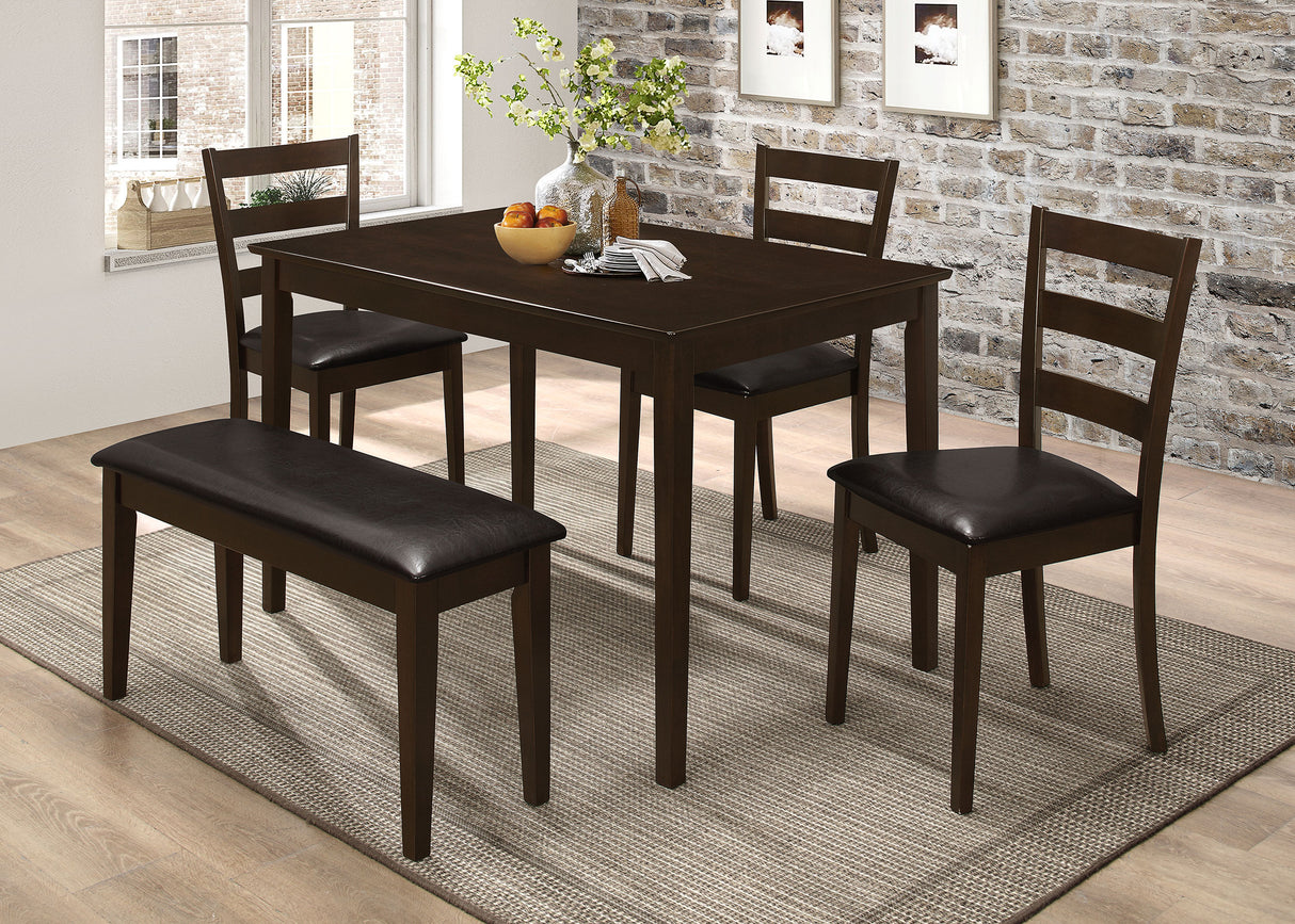 Guillen 5-Piece Cappuccino Dining Set with Bench