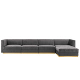 154 Inch Channel Tufted Performance Velvet 5 - Piece Modular Sectional - Living Room Furniture available at Alpine Outlets in Denver