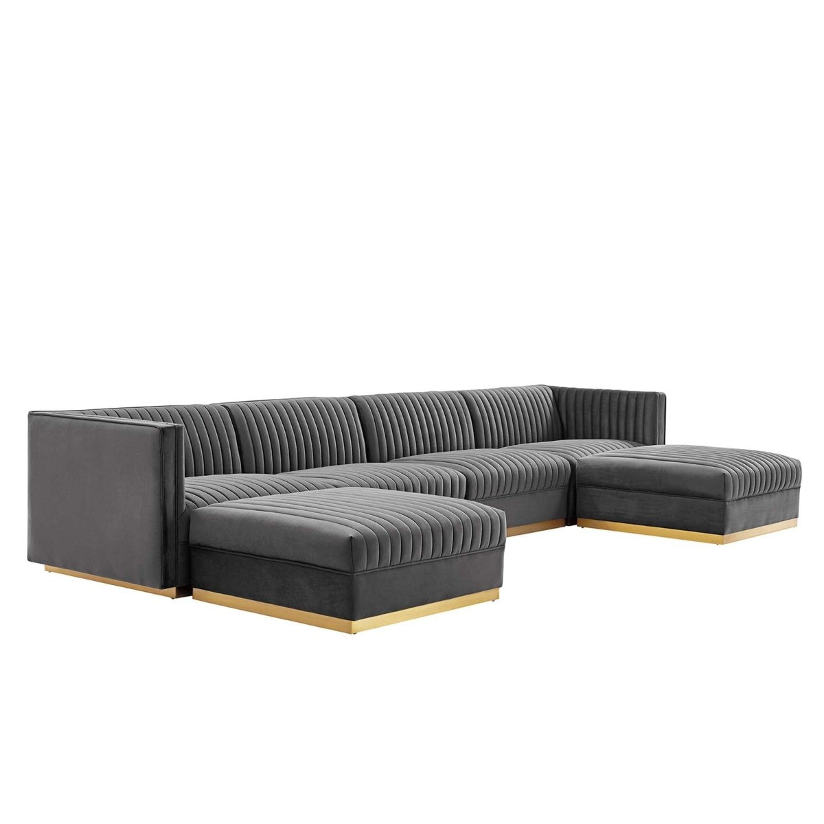154 Inch Channel Tufted Performance Velvet 6 - Piece Modular Sectional - Living Room Furniture available at Alpine Outlets in Denver