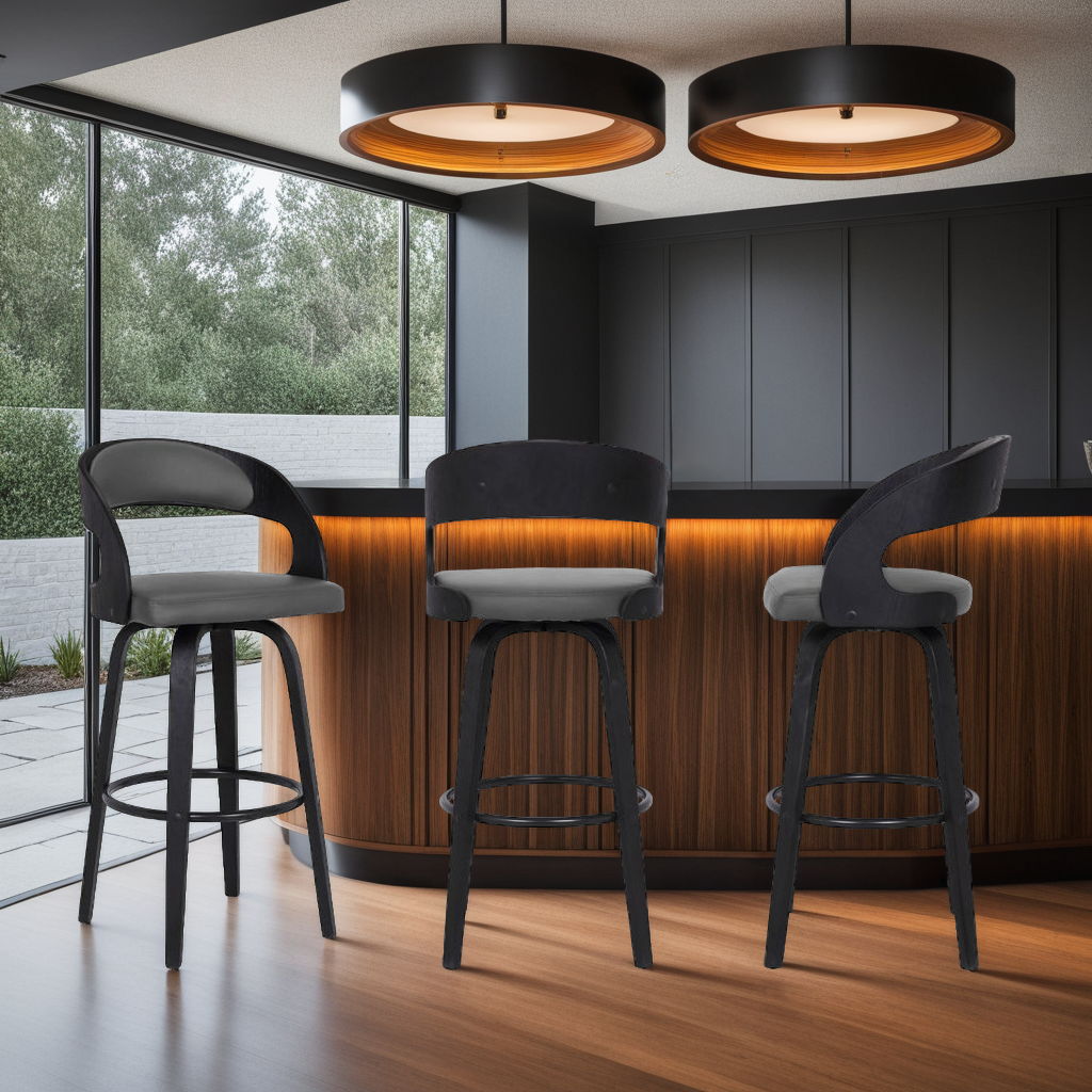 Shelly - 30" Bar Height Swivel Bar Stool With Black Frame