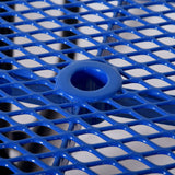 Square Outdoor Steel Picnic Table, With Umbrella Pole