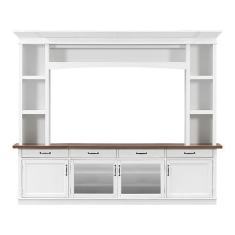 Extra Long TV Stand With 7 Color LED Lights, Adjustable Shelves & Storage Cabinets