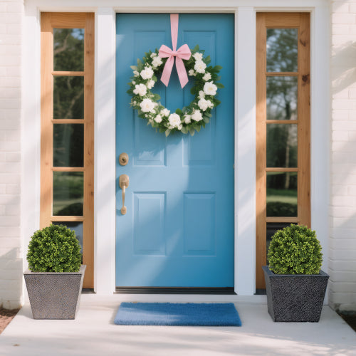 22" Artificial Topiary Boxwood Ball Trees for Outdoor Front Porch, 2pcs/set