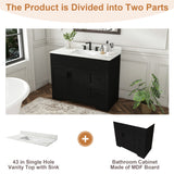 Bathroom Vanity Set, Fluted Cabinet, 3 Faucet Holes, Sink Included - Black