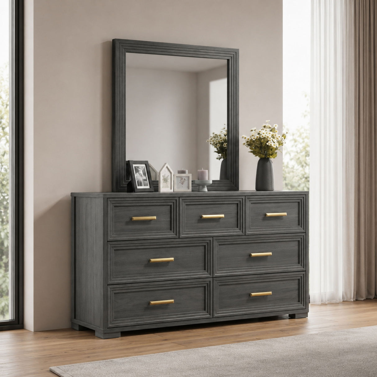 Colorado - Square Mirror (Dresser Not Included) - Charcoal