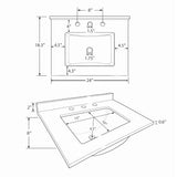 Basin Sink, 0.6" Ultra Thin Profile, Triple Faucet Holes