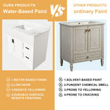 Bathroom Vanity Set, Fluted Cabinet With Soft Close Doors & Drawers, 3 Faucet Holes, Sink Included - White