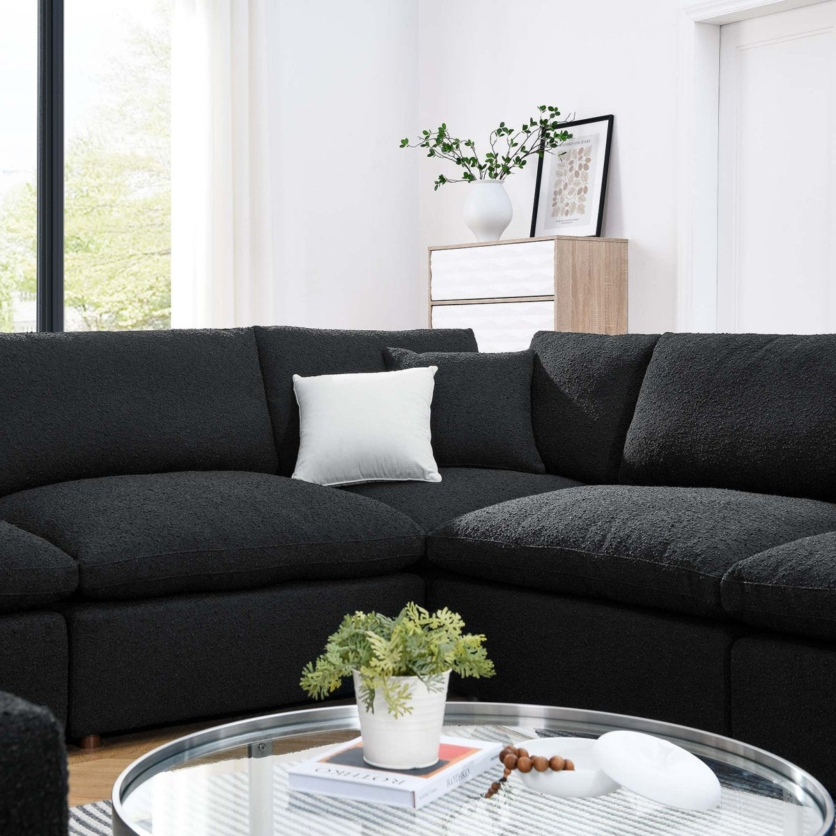159 Inch Down Filled Overstuffed 8 - Piece Boucle Sectional Sofa - Living Room Furniture available at Alpine Outlets in Denver