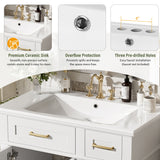 Modern Bathroom Vanity With Sink, Storage Cabinet, Soft Close Doors, Deep & Standard Drawers