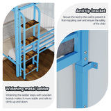 Bunk Bed, Convertible To 2 Separate Twin Size Beds With Full Length Guardrail & Ladder, No Box Spring Needed - Blue