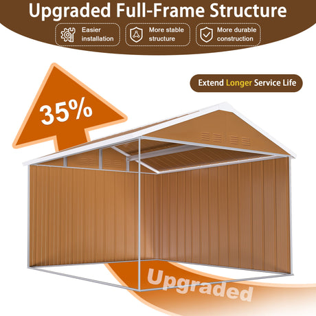 Heavy Duty Storage Shed Garden Building Weatherproof Galvanized Iron Light Brown