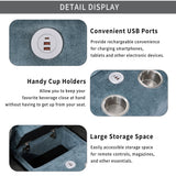 Sectional Sofa With Removable Ottomans, USB Ports, Cup Holders & Storage - Gray / Light Blue