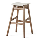 Mid Century Modern Bar Stool Set With Upholstered Seating
