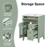 Bathroom Vanity With Sink, 3 Drawers & Cabinet With 2 Tier Door Storage Rack, Soft Close Doors & Drawers