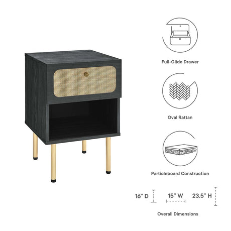 16" Modern Rattan 1 Drawer Nightstand - Nightstands available at Alpine Outlets in Denver