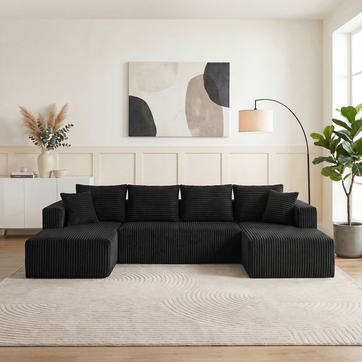 U-Shaped Modular Sectional Sofa With Double Chaise, Oversized Deep Seat For Living Room