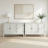 3 Door Buffet Cabinet With Adjustable Shelves - Matte White / Grayish