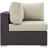 163" 7-Piece Beige Cushions Espresso Wicker Outdoor Patio Sectional Set - Outdoor - Alpine Outlets