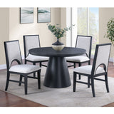 Round Dining Table With Cone Shaped Base - Black