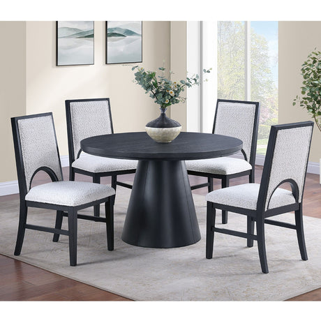 Upholstered Dining Chairs With Arched Cutout Backrest (Set of 2) - Black / White