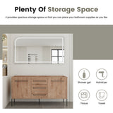 60" Freestanding Bathroom Vanity With Soft Close Doors And Drawers, (Vanity Only) - Imitative Oak