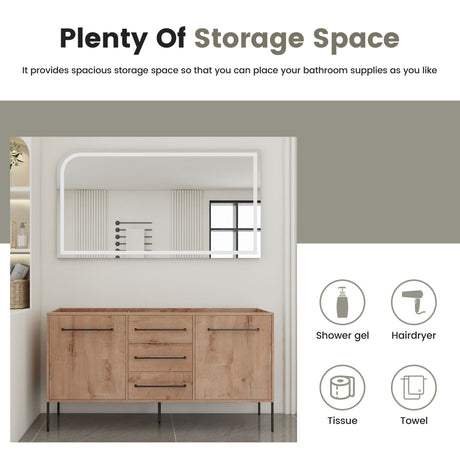60" Freestanding Bathroom Vanity With Soft Close Doors And Drawers, (Vanity Only) - Imitative Oak