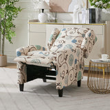 Wingback Recliner Chair With Padded Arms - Beige