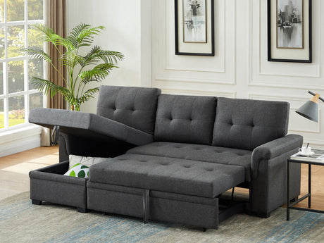 Destiny - Linen Reversible Sleeper Sectional Sofa With Storage Chaise - Sleeper Sectionals - Alpine Outlets