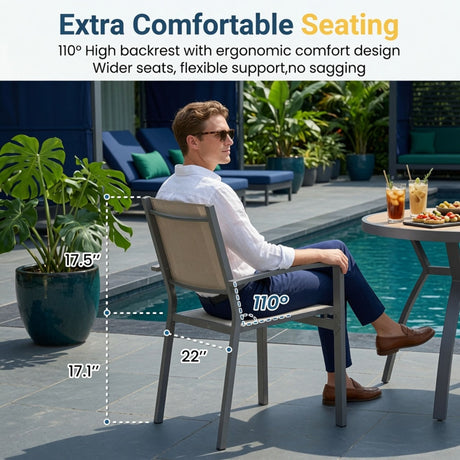 5 Piece Patio Dining Set With Table And Chairs For Outdoor Use - Gray