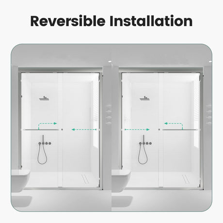 Semi Frameless Double Sliding Shower Door With SGCC Tempered Glass - Chrome