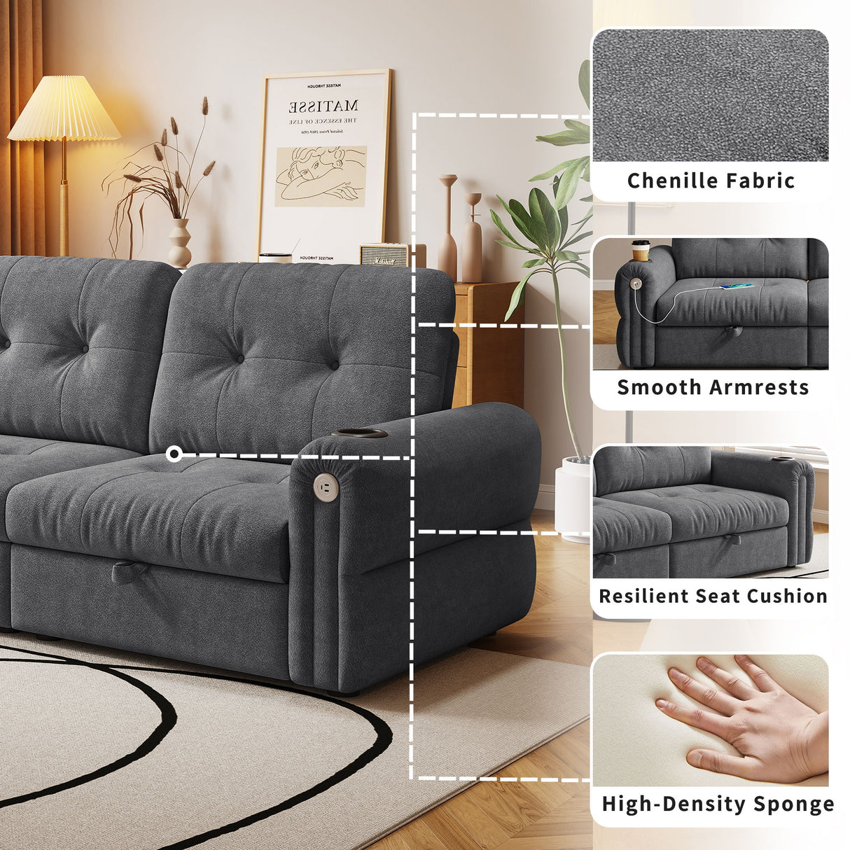 Cloud Like Convertible Sofa Bed With For Living Room