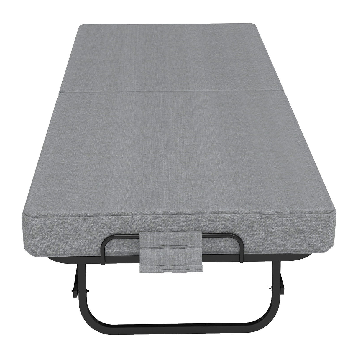 Twin Folding Bed With Memory Foam Mattress, 4 Lockable Wheels - Gray