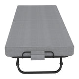 Twin Folding Bed With Memory Foam Mattress, 4 Lockable Wheels - Gray