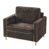 Accent Chair Upholstered Single Sofa With Square Arms, Sewn Pillow Back For Living Room