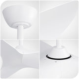 Ceiling Fan Without Light, DC Motor Remote Control Fan For Indoor / Outdoor Use - White