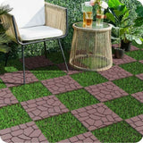 Stone Texture Interlocking Patio Deck Tiles, 44 Pieces