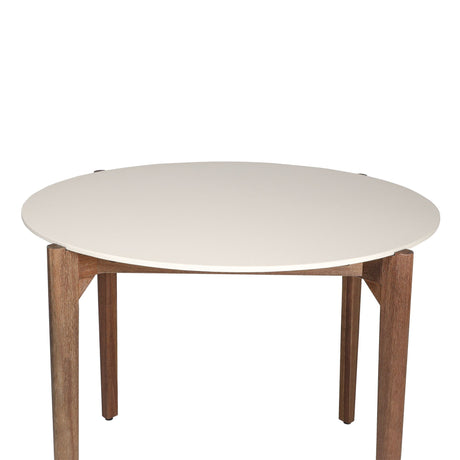Cove - 42" Round Superstone Outdoor Dining Table, Seats 4 - White & Eucalyptus
