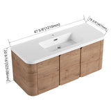Wall Mounted Bathroom Vanity With Sink, 3 Soft Close Doors