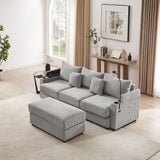 Modern Style Single Sofa Sofa Couch With Storage Space, A Movable Ottoman, 2 USB Ports, 2 Cup Holders, A Phone Holder For Living Room