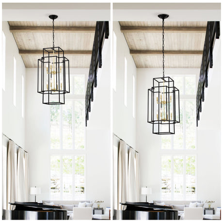 8 Light Lantern Chandelier Lighting, Entryway Chandeliers For High Ceilings, Chandeliers For Dining Room, Foyer, Entry, Staircase, Hallway, Height Adjustable (E12 Bulbs Not Included) - Pendant Lighting - Alpine Outlets
