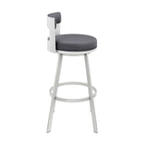 Lynof - Swivel Bar Stool - Brushed Stainless Steel Finish