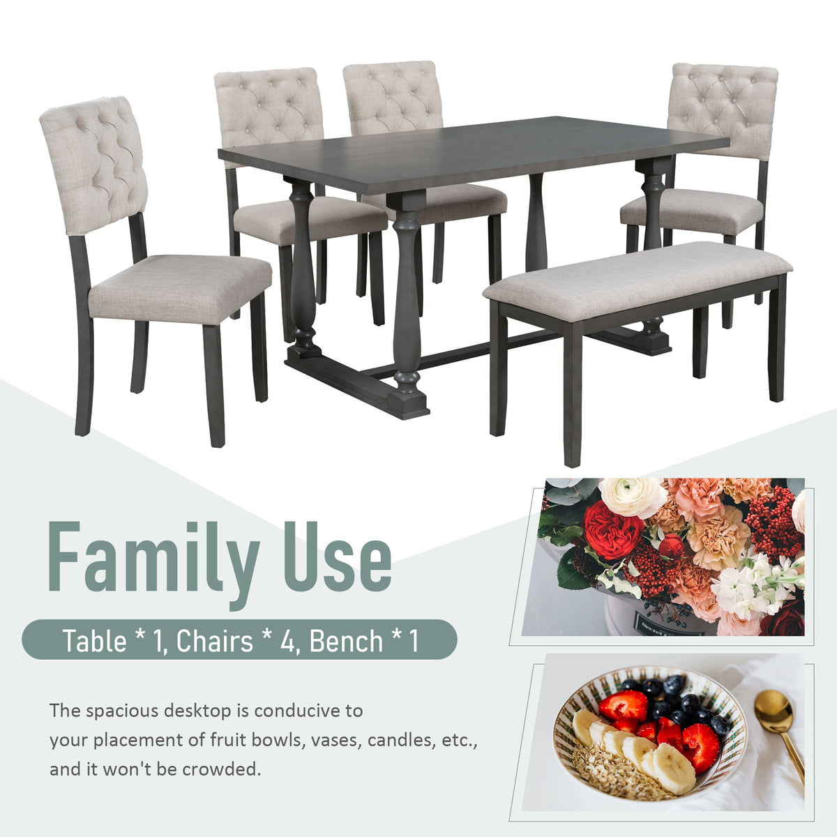 6 Piece Dining Set Retro Style