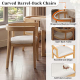 Rectangular Dining Table Set For 6 With Upholstered Barrel Back Chairs